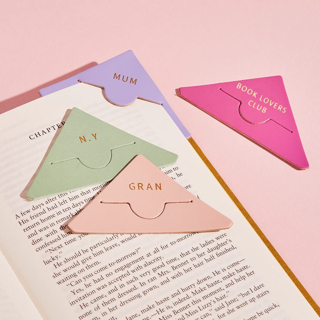 Personalised Leather Corner Bookmark