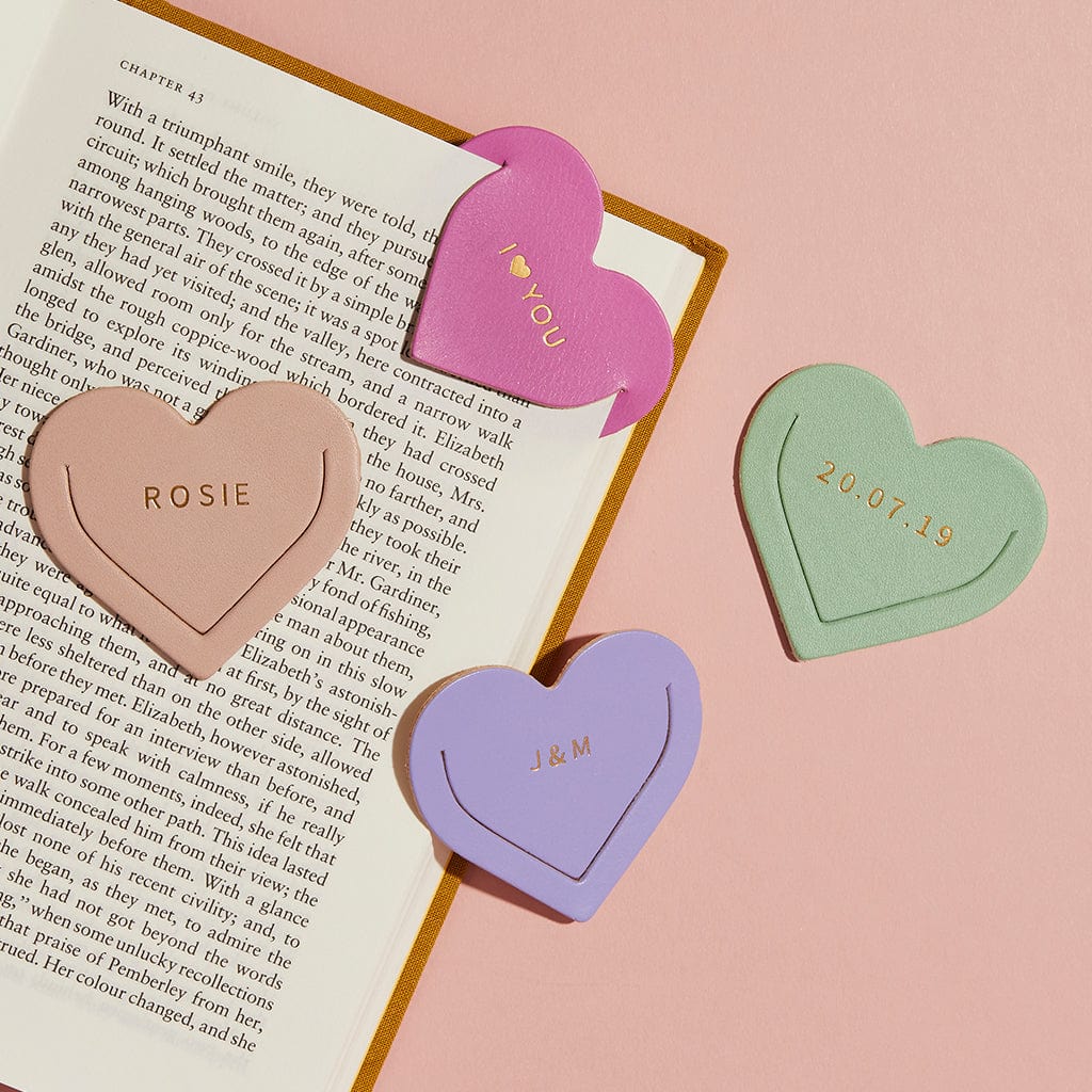 Personalised Leather Heart Bookmark