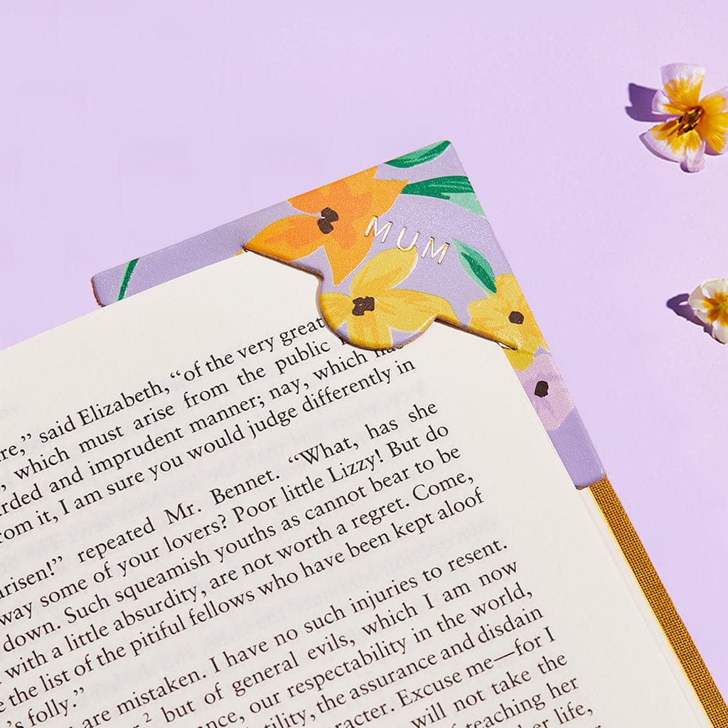 Floral Leather Corner Bookmark