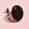 Black leather personalised compact mirror with leopard print lining - Sbri