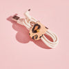 Leopard print leather cable tidy with personalised initials