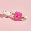 Leather cable tidy in fuchsia pink with personalised initials