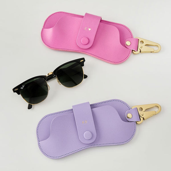 Personalised Leather Glasses Case With Clip