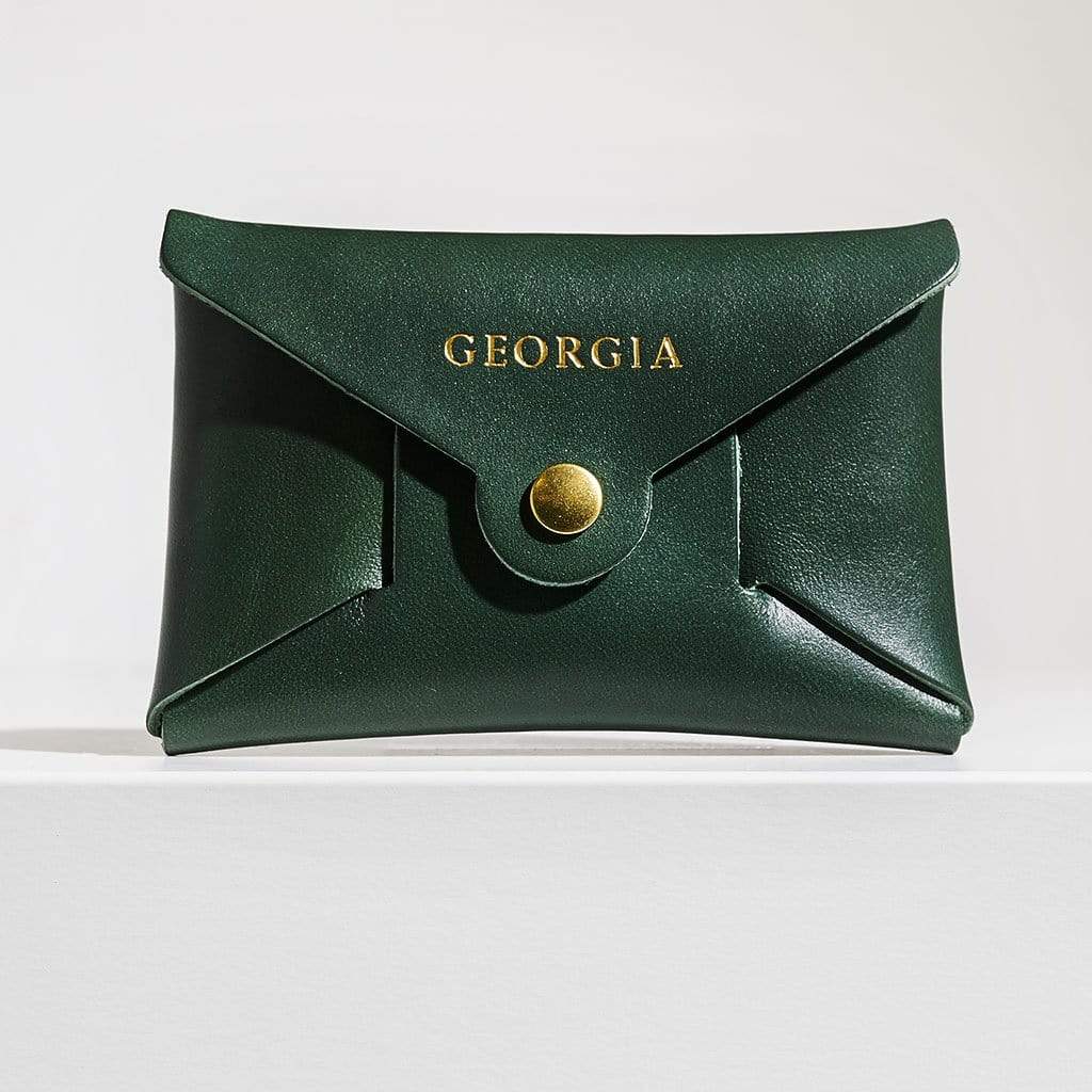 Forest Green Leather Card + Coin Purse | SBRI | Wolf & Badger