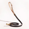 Black leather luxury dog lead with leopard print handle - Sbri