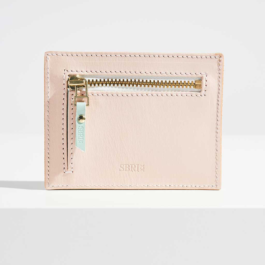 Pastel Dreamer Personalised Blush Pink Leather Card Holder Sbri