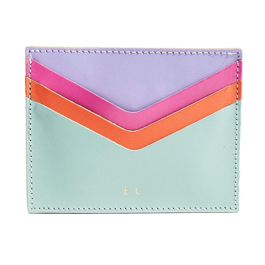 Tutti Frutti Personalised Mint Green Leather Card Holder Sbri